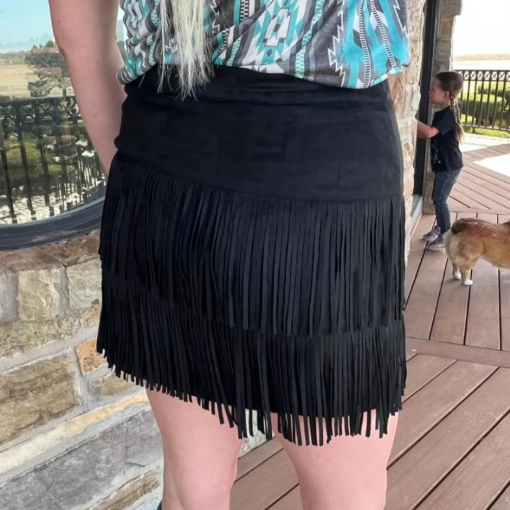 Fort Worth Fringe Skort - Black - Picture 4 of 5